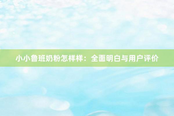 小小鲁班奶粉怎样样：全面明白与用户评价